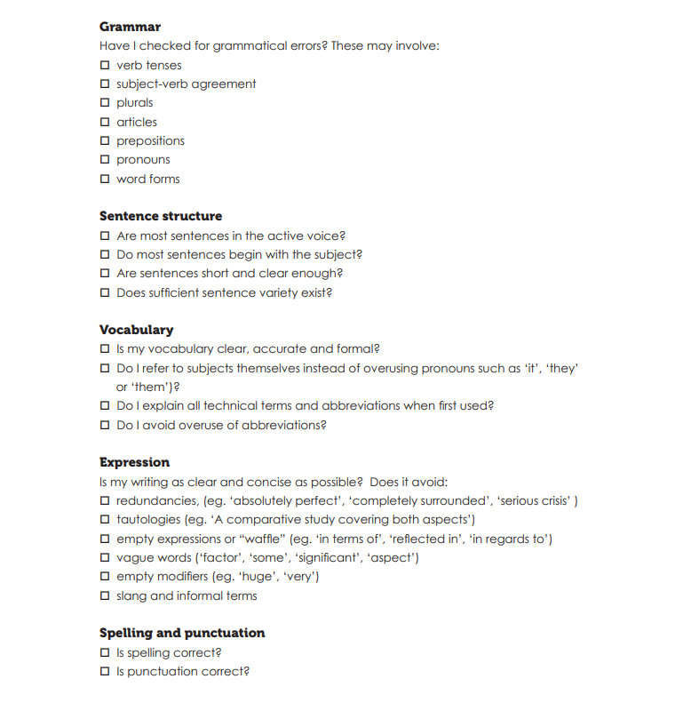 澳洲essay修改 checklist 2