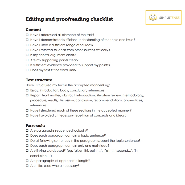澳洲essay修改 Editing checklist 1